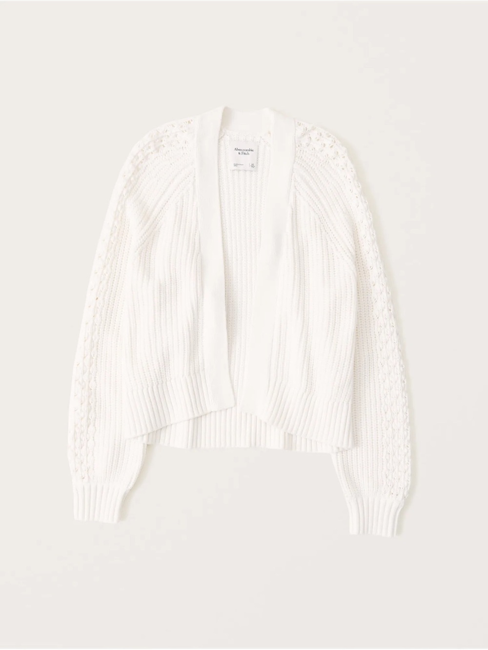 Abercrombie & Fitch Off-White Cable Knit Open Cardigan